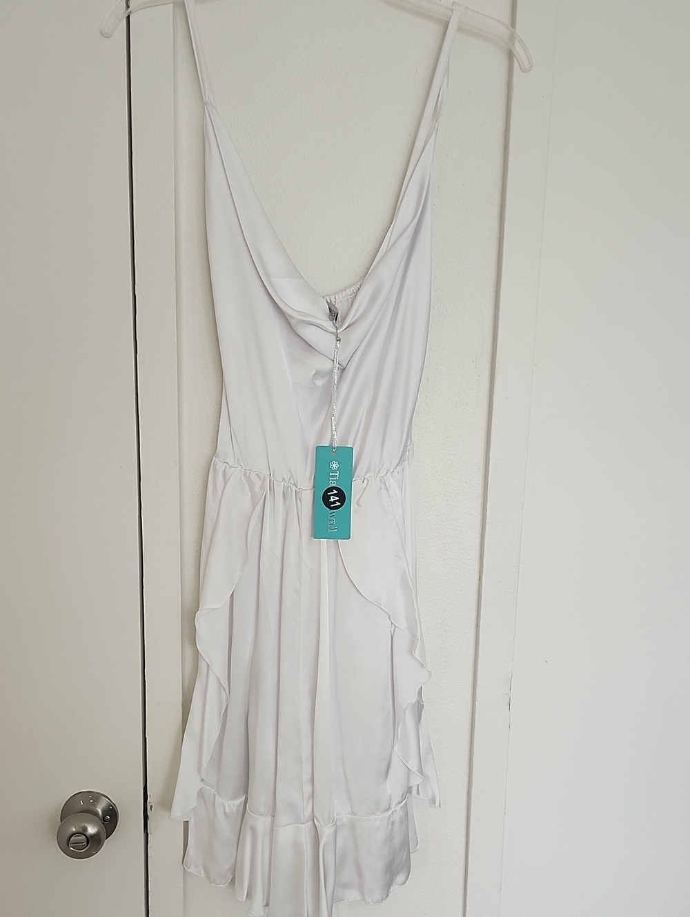 Tiare Hawaii White Sleeveless V-Neck Ruffle Mini Dress
